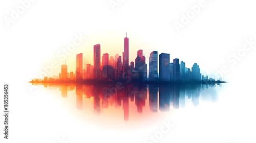 Wallpaper Mural Urban sunset reflection cityscape skyline digital art tranquil view Torontodigital.ca
