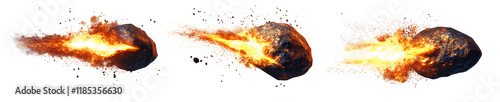 fiery meteorite impact sequence - burning space rock photo