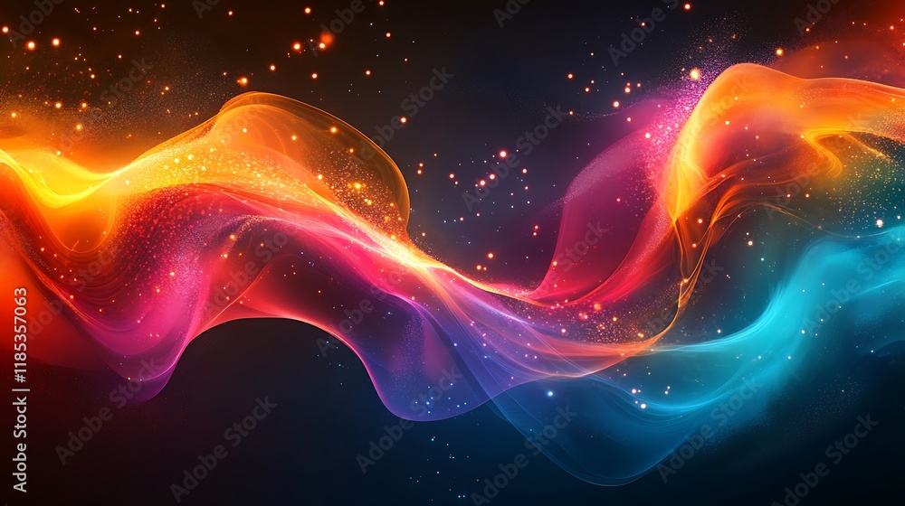 Fototapeta premium Dynamic color waves abstract art digital background vibrant environment
