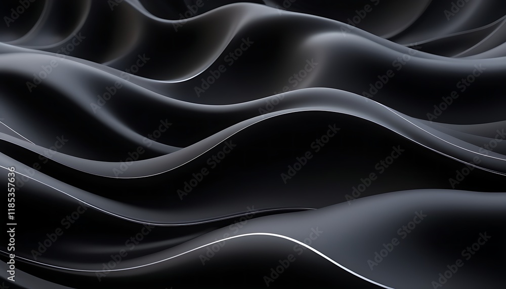 Obraz premium 3D mesmerizing abstract black and doff waves with smooth gradient curves and soft lighting