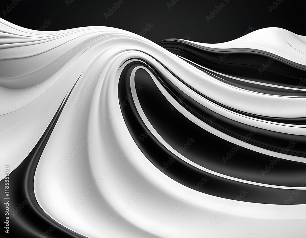 Obraz premium abstract black and white fluid waves with smooth flow and modern design