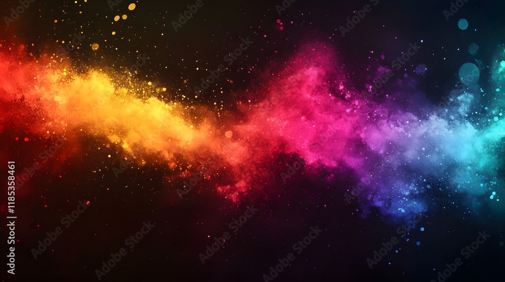 Naklejka premium Vibrant Color Powder Explosion on Black Background