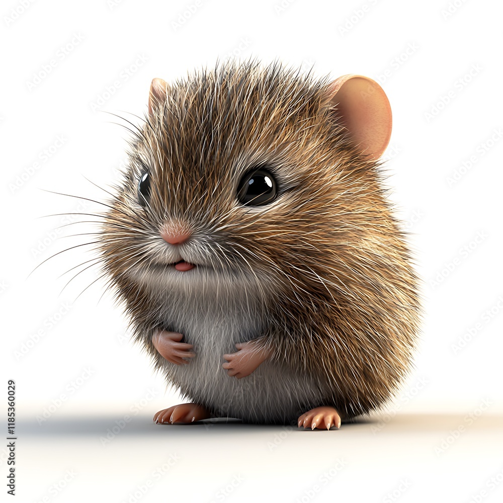 Adorable 3D Render of a Fluffy Brown Mouse, Perfect for Children's Books or Cute Animal Themes. Adorable 3D Render of a Fluffy Brown Mouse, Perfect for Children's Books or Cute Animal Themes.
