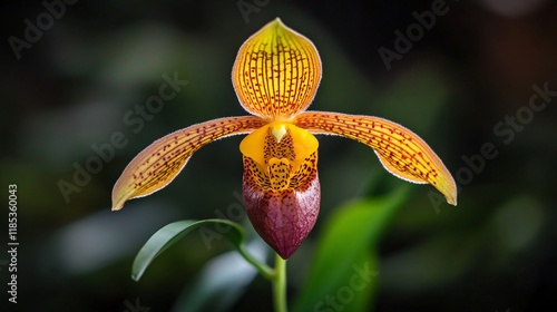 Exploring the unique paphiopedilum orchid species in a lush botanical garden setting