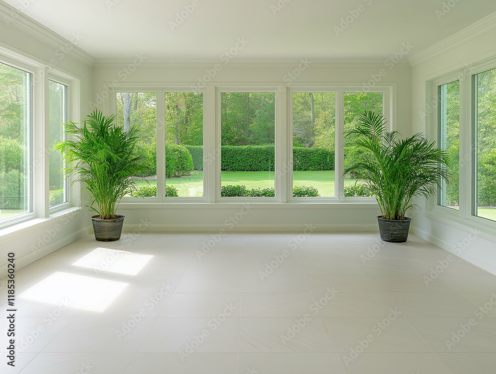 Fototapeta premium Ready Sunroom Prepared for Introduction of Indoor Gardens