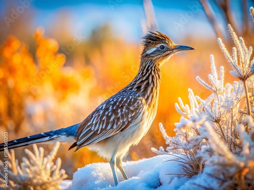 Roadrunner Foraging in Winter Bernardo State Wildlife Refuge, Socorro, New Mexico - Bokeh Effect photo