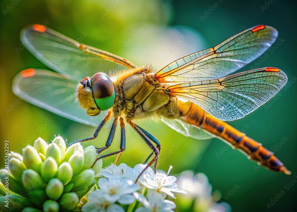 A dragonfly, intricately detailed, poised on a white surface. High-resolution macro. A dragonfly, intricately detailed, poised on a white surface. High-resolution macro.