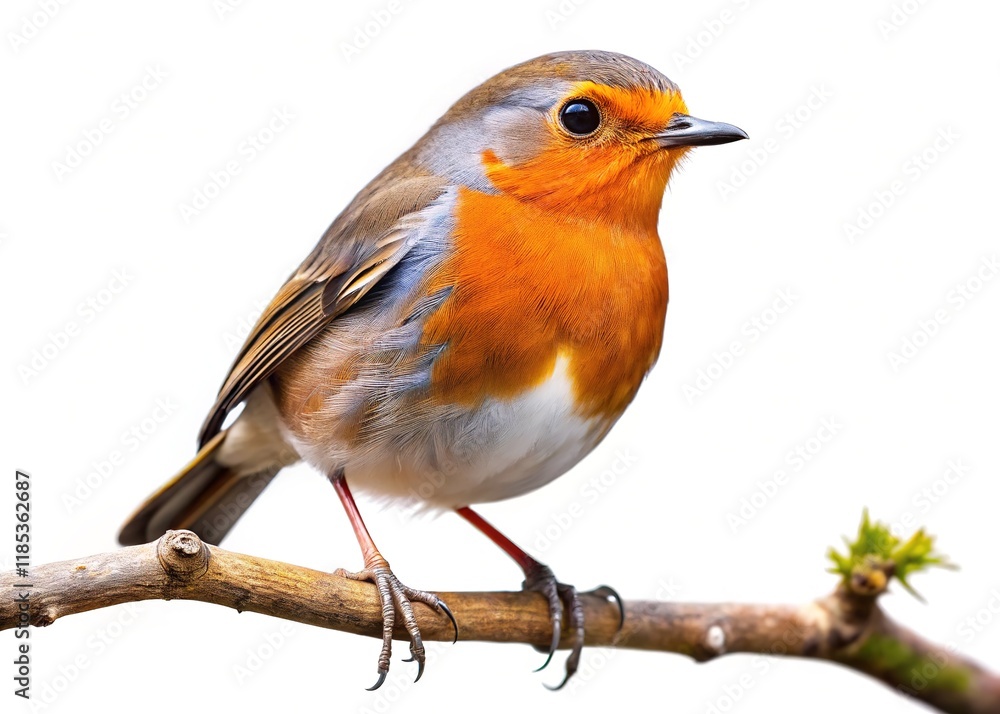 A robin, perched delicately on a branch, bathed in light. A robin, perched delicately on a branch, bathed in light.