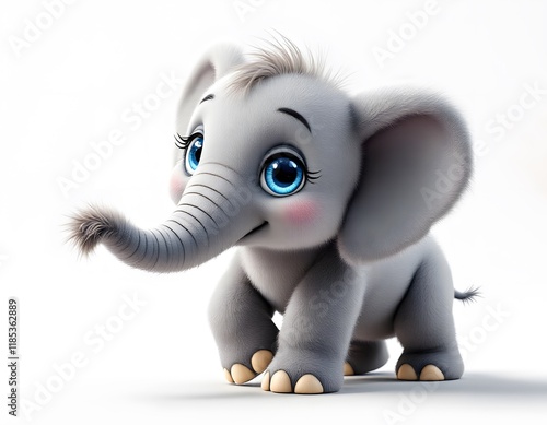 Adorable Baby Elephant: A Charming 3D Render photo