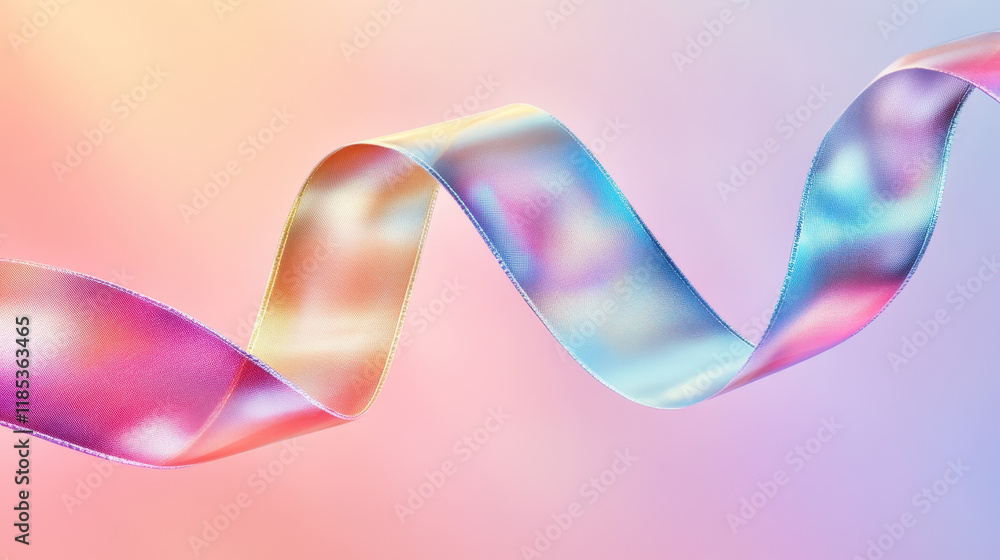 Abstract Holographic Ribbon: A swirling, holographic ribbon shimmers with iridescent colors against a soft gradient backdrop. This abstract design evokes a sense of movement, fluidity. Abstract Holographic Ribbon: A swirling, holographic ribbon shimmers with iridescent colors against a soft gradient backdrop. This abstract design evokes a sense of movement, fluidity.
