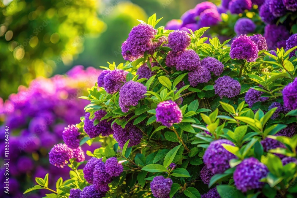 Lush purple blooms burst across the landscape, a vibrant nature backdrop.