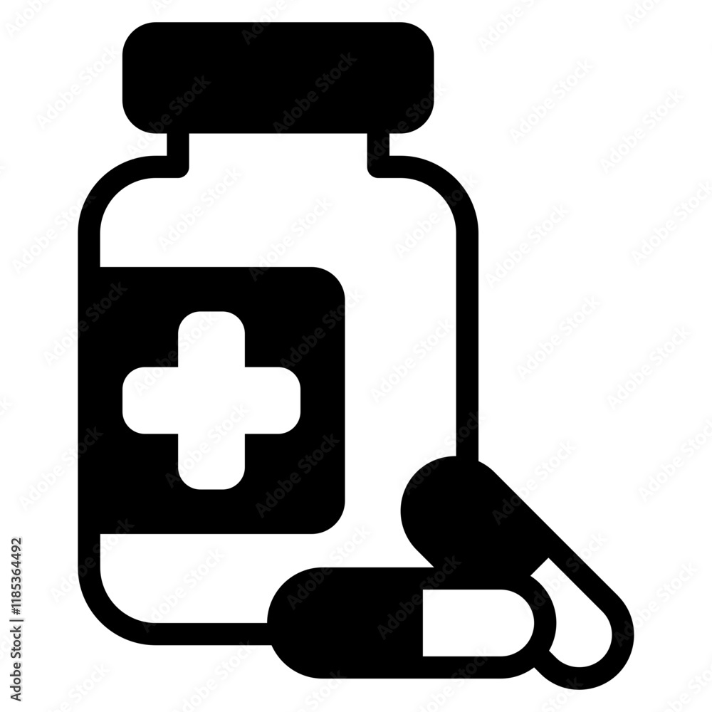 Prescription Bottle with Capsules Icon Prescription Bottle with Capsules Icon