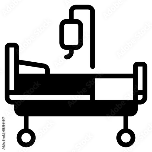 Hospital Bed with IV Stand Icon