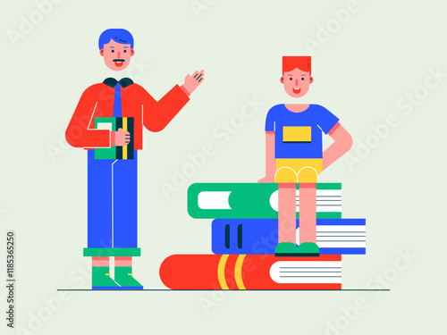 Teacher is teaching homeschooling. Homeschooling illustrations. Flat vector illustrations