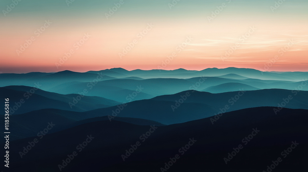 Fototapeta premium Serene Sunset Mountainscape 