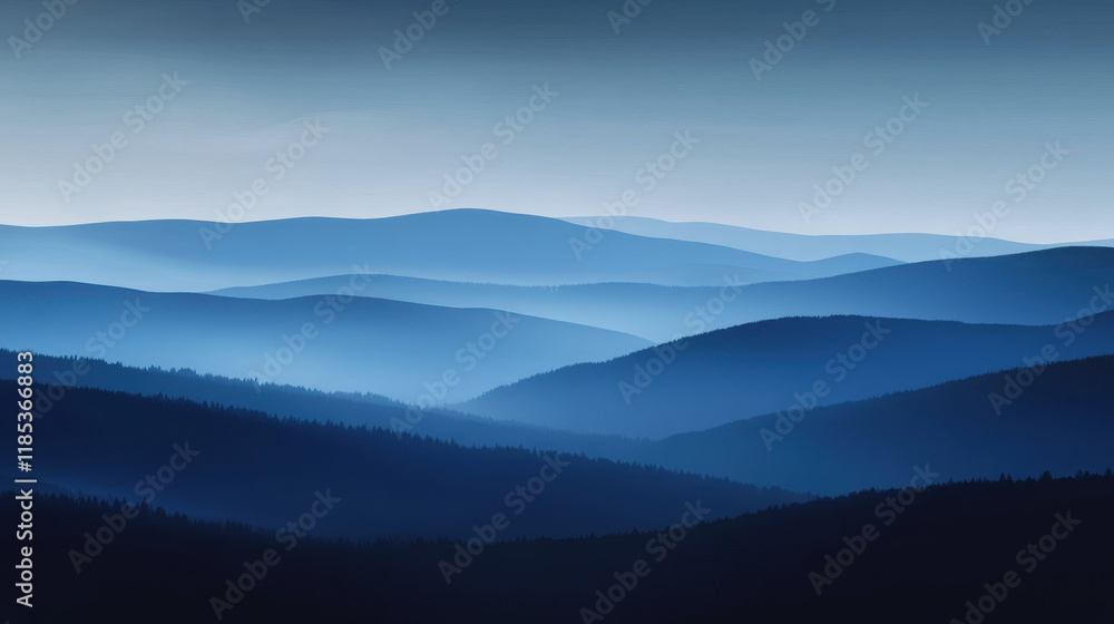 Obraz premium Blue Ridge Mountains: Serenity in the Blue Hour