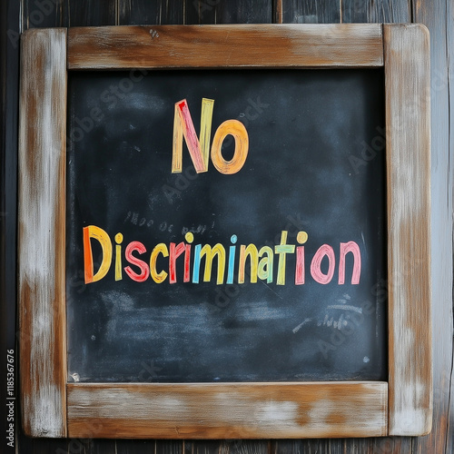 Call Against Discrimination: A Bold Statement on a Chalkboard photo