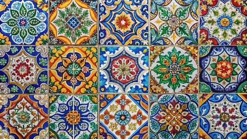 Wallpaper Mural Colorful tile pattern; dynamic composition, rule of thirds. Torontodigital.ca