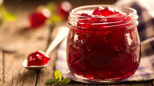 Homemade Red Fruit Jelly in a Jar photo