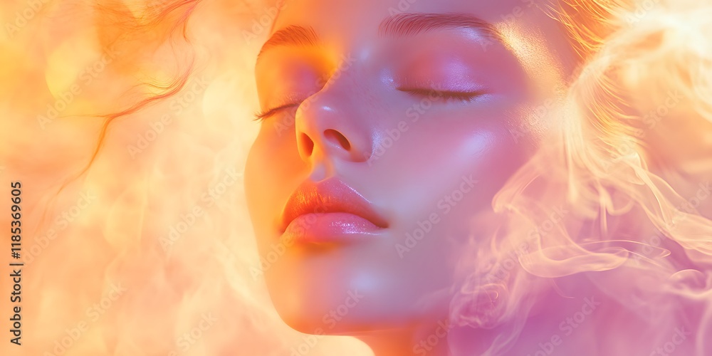 Serene Face in Warm Hues Abstract Background Illustration Serene Face in Warm Hues Abstract Background Illustration