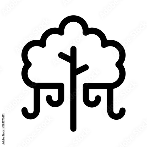 banyan tree icon with line style, perfect for user interface projects