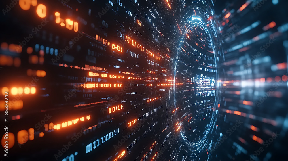 Obraz premium Cybersecurity Concept with a Shield and Binary Code Background