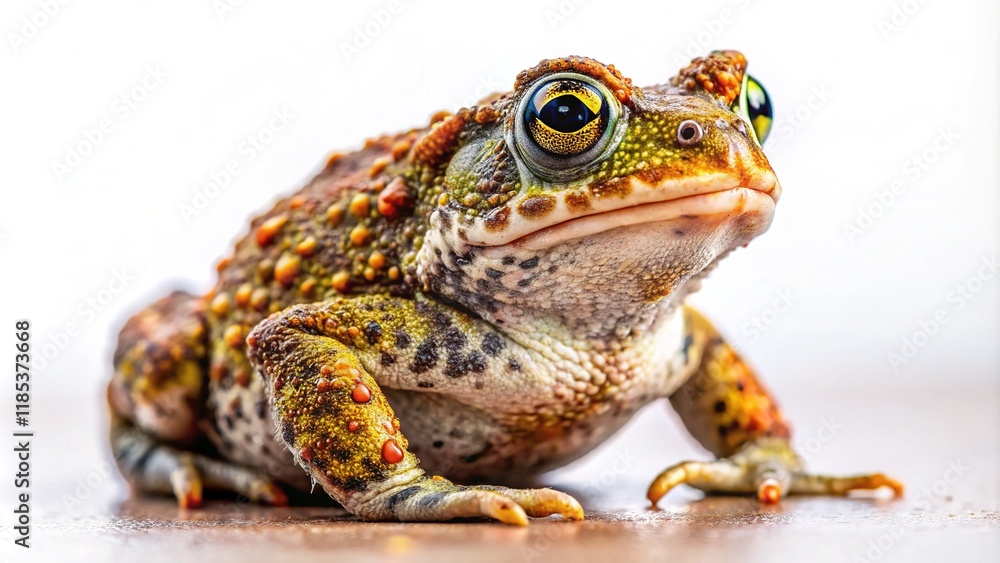 Natterjack toad, whole body, macro shot, isolated background. Natterjack toad, whole body, macro shot, isolated background.