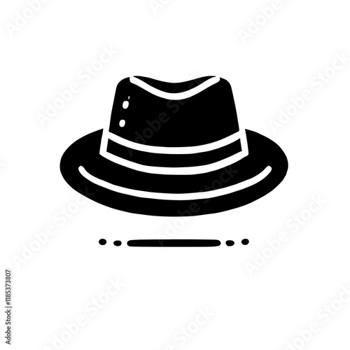 Classic Fedora Hat Icon:  A simple yet stylish fedora hat in black silhouette, perfect for branding, fashion, or design projects.  
