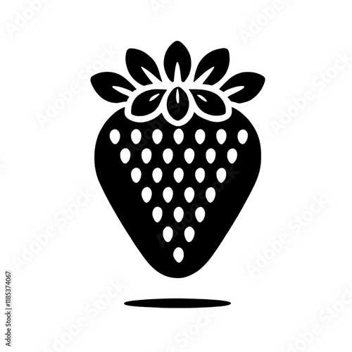 Bold Strawberry Icon: A simple yet striking black silhouette of a strawberry, perfect for branding, menus, or any project needing a fresh, bold touch.