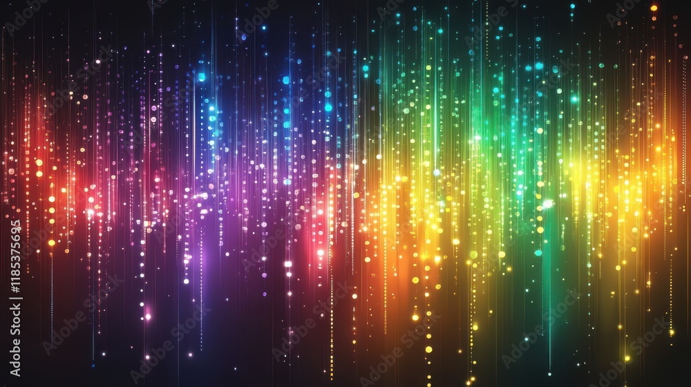 A vibrant, colorful abstract design featuring vertical light streaks and glowing particles. A vibrant, colorful abstract design featuring vertical light streaks and glowing particles.