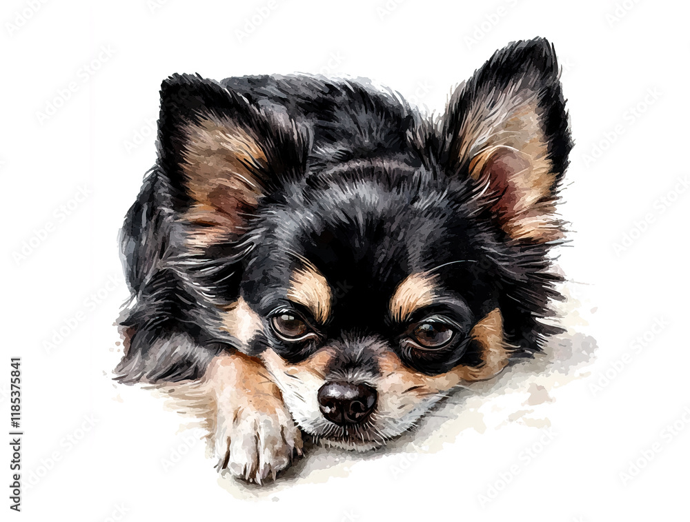 A charming watercolor painting of a Chihuahua with expressive eyes and a gentle smile. Perfect for pet-related content, animal lovers, and nature themes. Pet. Animals. A charming watercolor painting of a Chihuahua with expressive eyes and a gentle smile. Perfect for pet-related content, animal lovers, and nature themes. Pet. Animals.