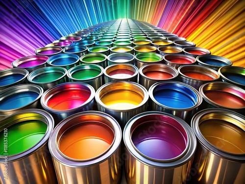 Silhouette paint cans, an abstract color explosion.