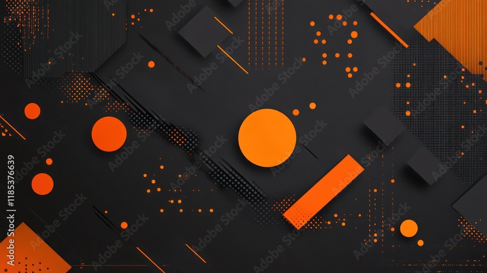 Obraz premium Abstract orange black geometric digital background design