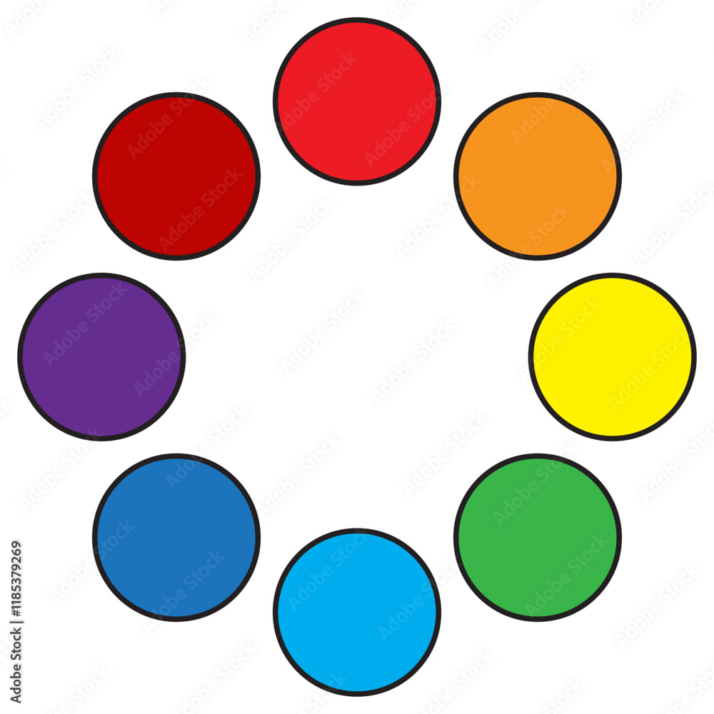 Color circle icon. Bright rainbow palette. Circular shape vector. Multicolor abstract symbol. Color circle icon. Bright rainbow palette. Circular shape vector. Multicolor abstract symbol.