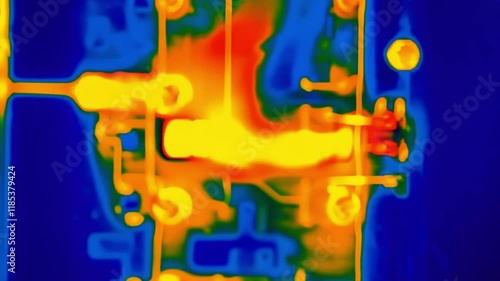 Thermal image showing overheating electric component