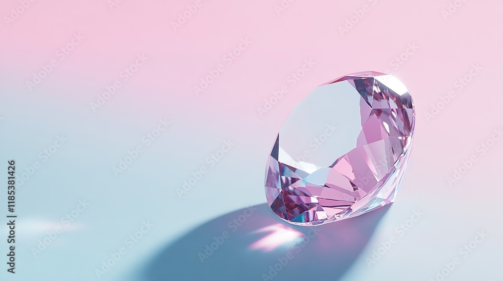 Digital Gem on Blue Pink Background, Radiating Vibrant Colors and Energy Digital Gem on Blue Pink Background, Radiating Vibrant Colors and Energy