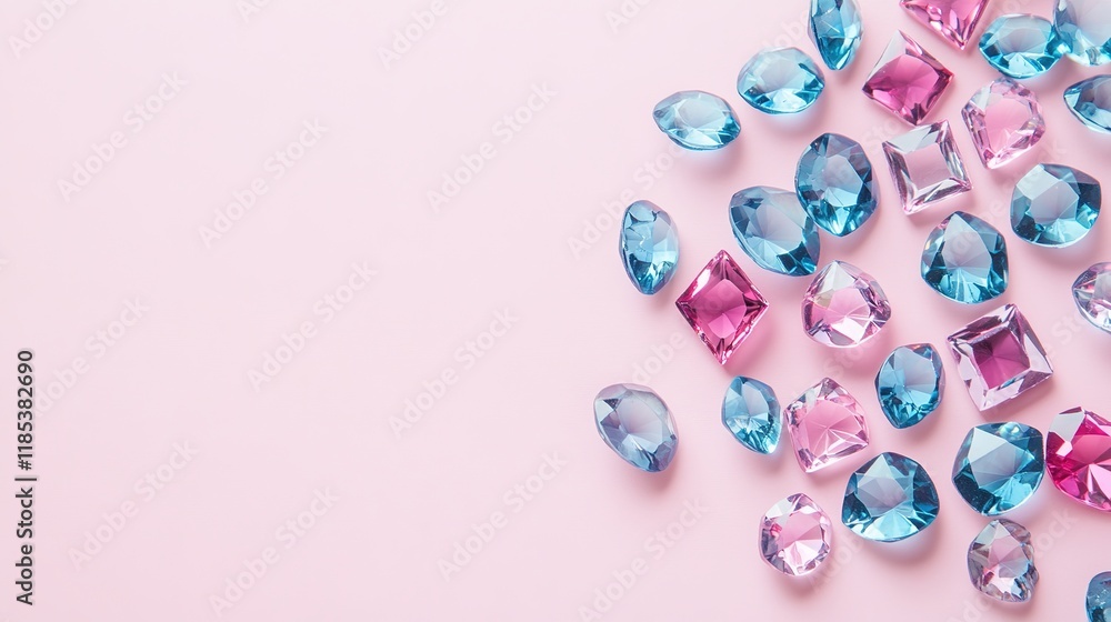 Digital Gem on Blue Pink Background, Radiating Vibrant Colors and Energy Digital Gem on Blue Pink Background, Radiating Vibrant Colors and Energy