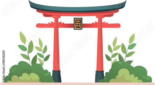 神社　シンプル　イラスト　鳥居　かわいい
