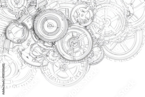 Intricate gears and cogs sketch showcasing mechanical precision