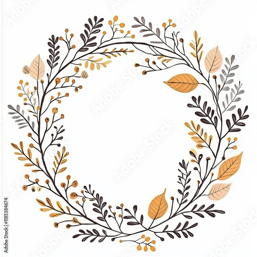 Autumnal Floral Wreath Circ...