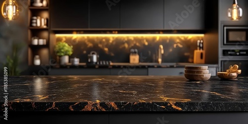 Black Kitchen Marble Counte...