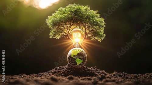 Glowing Tree-Bulb on Earth,...