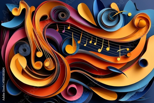 Layered Paper Music Abstrac...