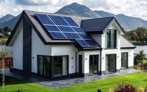 Modern Home with Solar Pane...