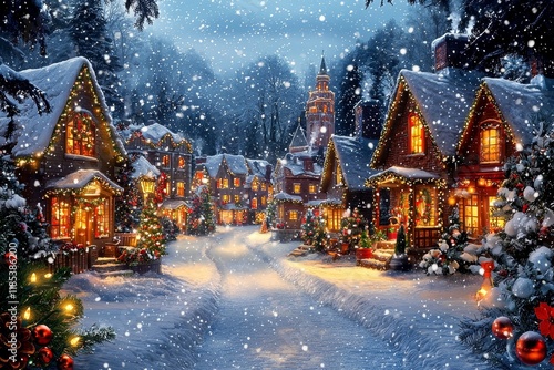 Snowy Christmas Village Dig...