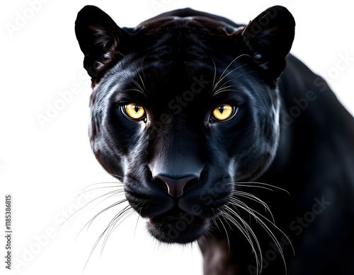 Majestic Black Panther: Intense Gaze, Dramatic Lighting, Wildlife Art photo