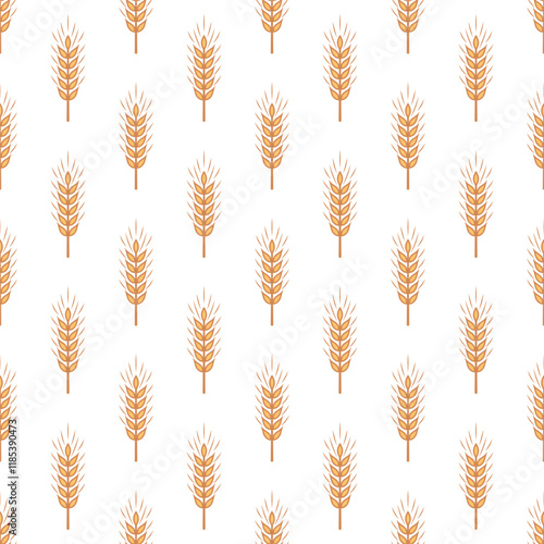 Vector Seamless Pattern with Agriculture Wheat and Cereal Ears. Organic Wheat, Rice Ear Design Template. Bread, Beer Packaging, Farming, Organic Food Concepts