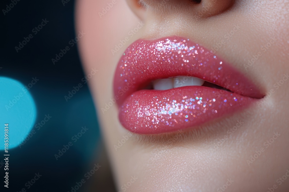 A close-up of lips with glitter