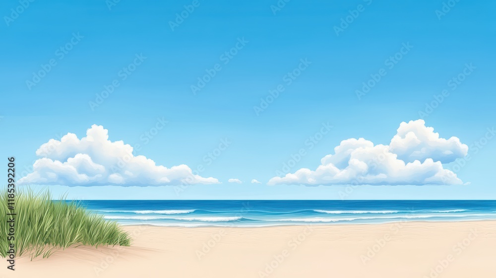 custom made wallpaper toronto digitalSerene Beach Landscape with Calm Ocean and Blue Sky Background
