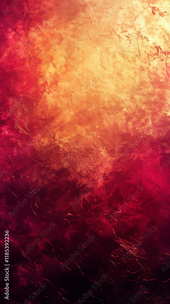Naklejka premium Noisy golden crimson gradient background, subtle tones texture, social media banner, vivid highlights, Generative AI